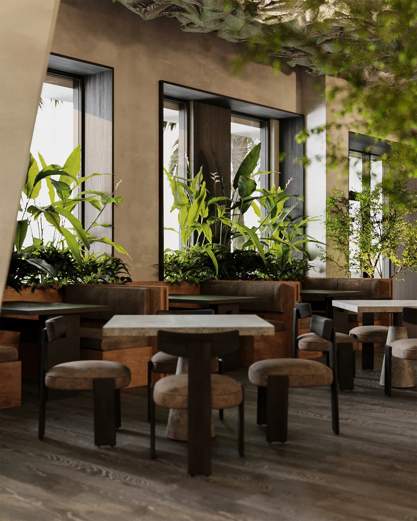 The quiet garden beside Hikari's dining room